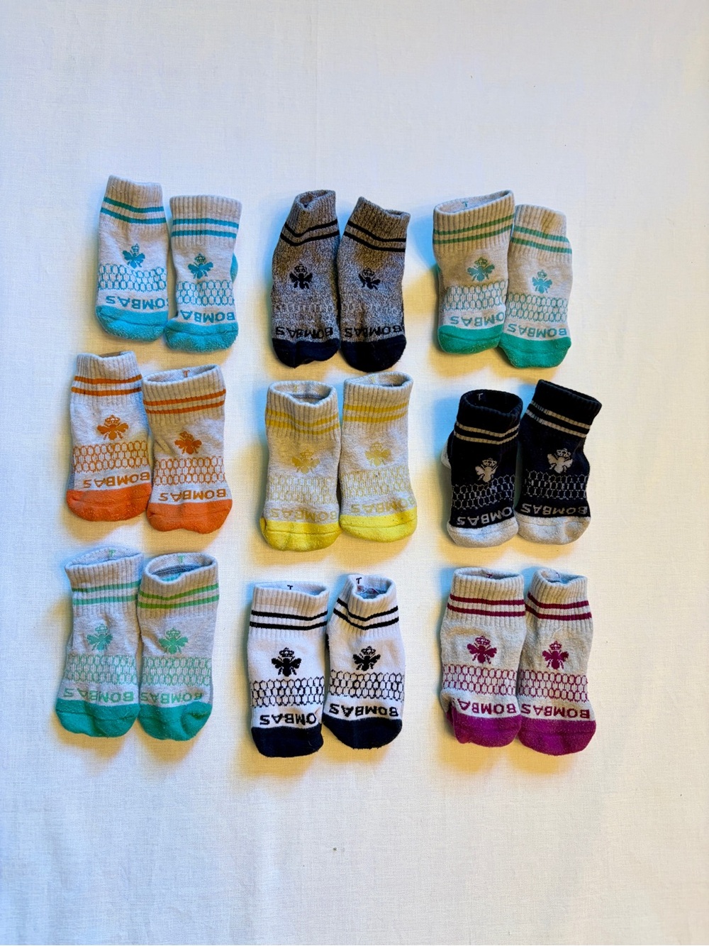 Kids bombas socks size small . Set of 9